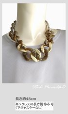 他の写真3: 【送料無料】◆flower storm◆長さ約48cm アクリルチェーン ショートネックレス Khaki Brown × Gold  (アクセサリー 大ぶり ボリューム 季節感 春夏 レディース  日本製）