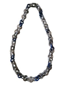 画像1: 【送料無料】◆flower storm◆長さ約80cm アクリルチェーン ロングネックレス Gray ×Navy  (アクセサリー 大ぶり ボリューム 季節感 レディース  日本製）