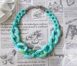 画像2: 【送料無料】◆flower storm◆長さ約49cm アクリルチェーン ショートネックレス Turquoise Green （アクセサリー 大ぶり ボリューム 季節感 春夏 レディース  日本製））