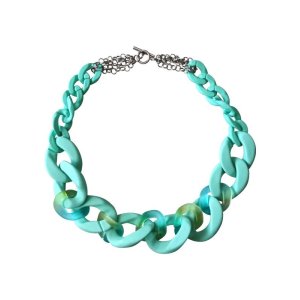 画像: 【送料無料】◆flower storm◆長さ約49cm アクリルチェーン ショートネックレス Turquoise Green （アクセサリー 大ぶり ボリューム 季節感 春夏 レディース  日本製））