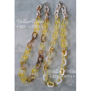 画像: 【送料無料】◆flower storm◆長さ約60cm アクリルチェーンネックレス 2種 Yellow×White, Yellow×Brown （アクセサリー 大ぶり ボリューム 季節感 春夏 レディース  日本製））