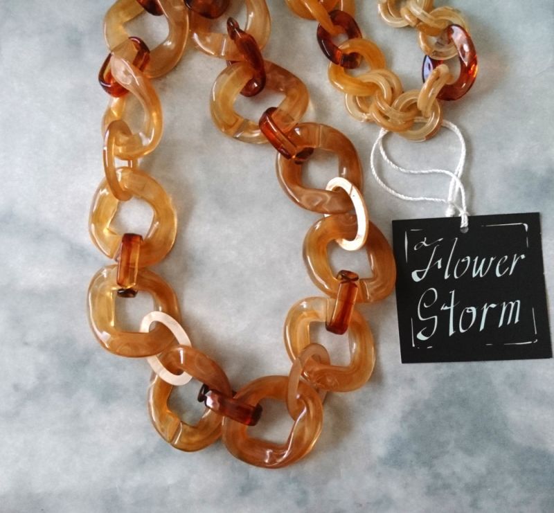 画像: 【送料無料】◆flower storm◆長さ約80cm アクリルチェーン ロングネックレス Brown Gradation (アクセサリー 大ぶり ボリューム 季節感 春夏 レディース  日本製）